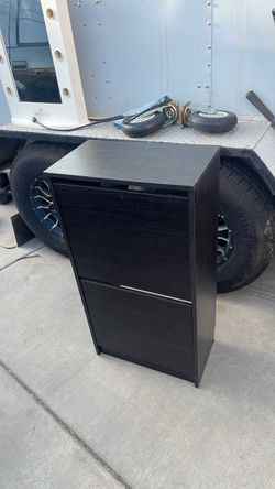 Black Shoe Cabinet with Flip Doors