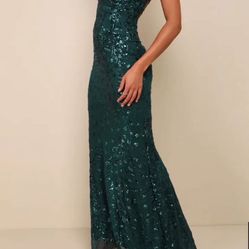 Lulus Brand New Forest Green Sequin Dress