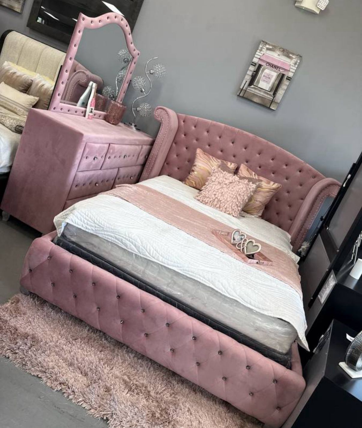 πβ¨ 4PC PINK TUFTED BEDROOM SET β PRINCESS VIBES! β¨π