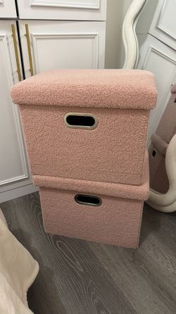 Dusty Pink Boucle Sherpa Storage Box