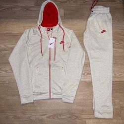 Grey N Red Nike Sweatsuit Size Large 