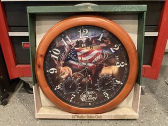 Clock Bass Pro Shops Weather Station With Thermometer, Barometer. 