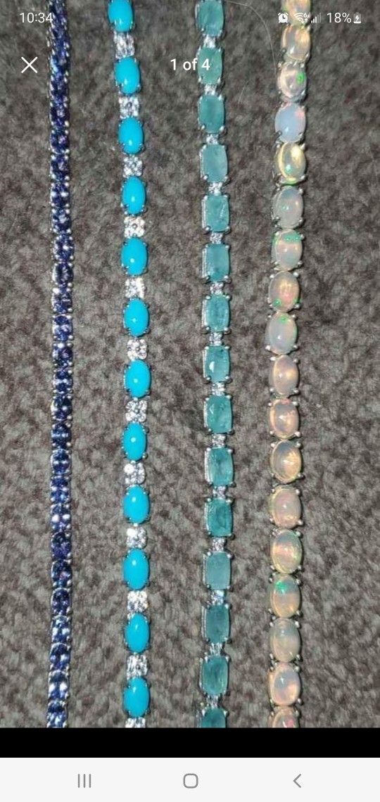 Real Gems .925 Silver Bracelets 300 Each.