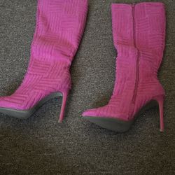Pink Knee High Boots 