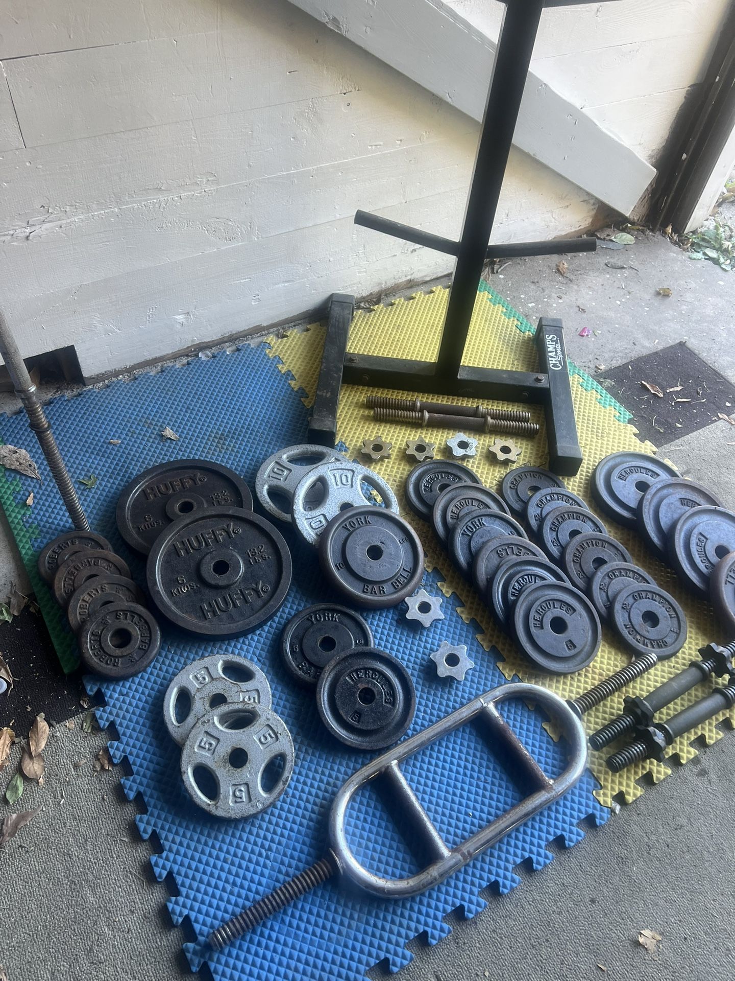 1 Inch Standard Weight Set With Bars And Weight Tree