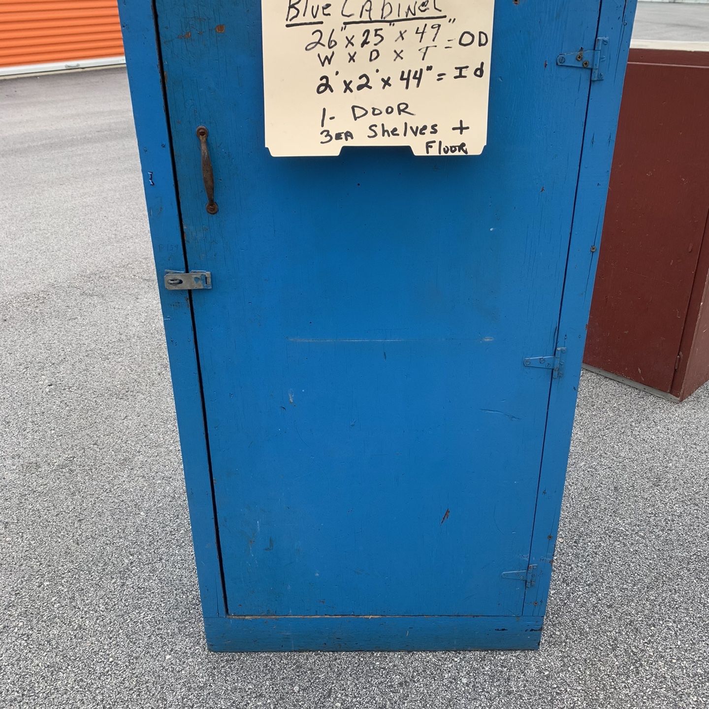 Blue Wood Storage Cabinet, Used