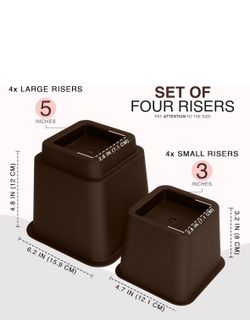 Utopia Bedding Bed Riser, 3 & 5 Inches Adjustable Furniture Risers for 8 Inch Combined Furniture Lift, Under Bed Storage & Dorm Room Essential, Suppor