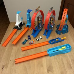 Hot Wheels (Working) Hand Launcher Lot With Cars 