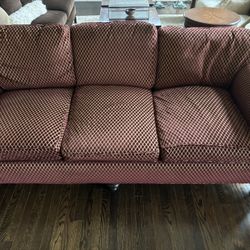 Red Three Seater Fabric Upholstered Sofa 