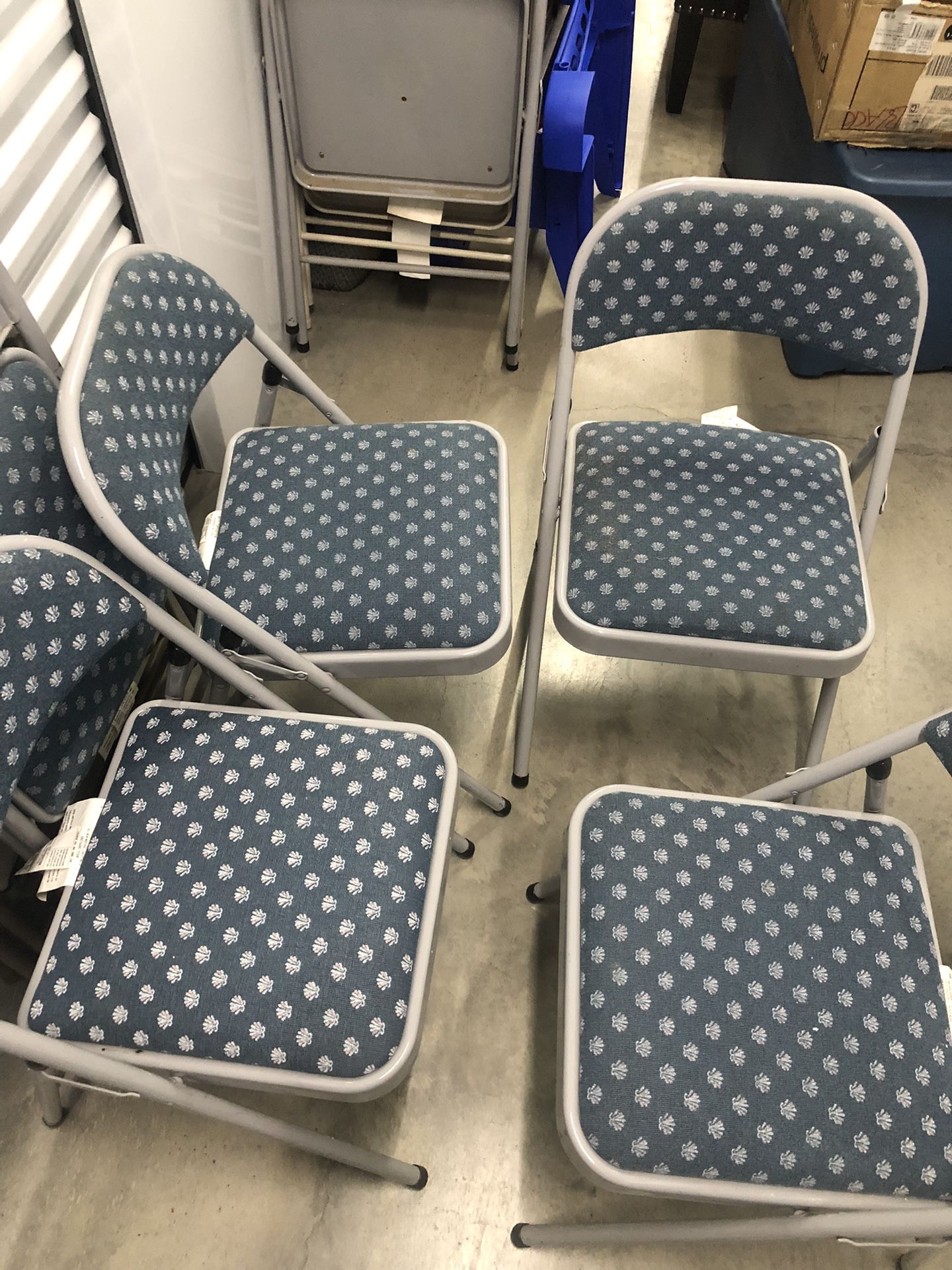 (4) Cushioned Metal Framed Adjustable Folding Chairs.