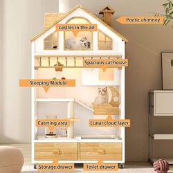 ❤️‍🔥 Cat House Indoor Cage Cats Enclosure on Wheels