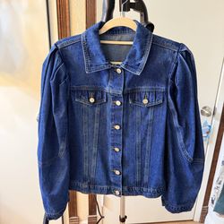Women's Puff Sleeve Denim Jacket，Size S