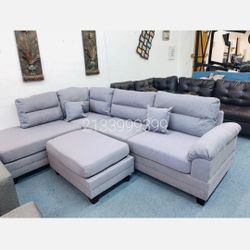 Gray Sectional Sofa With Ottoman 