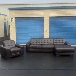 Natuzzi Italian Leather Set 