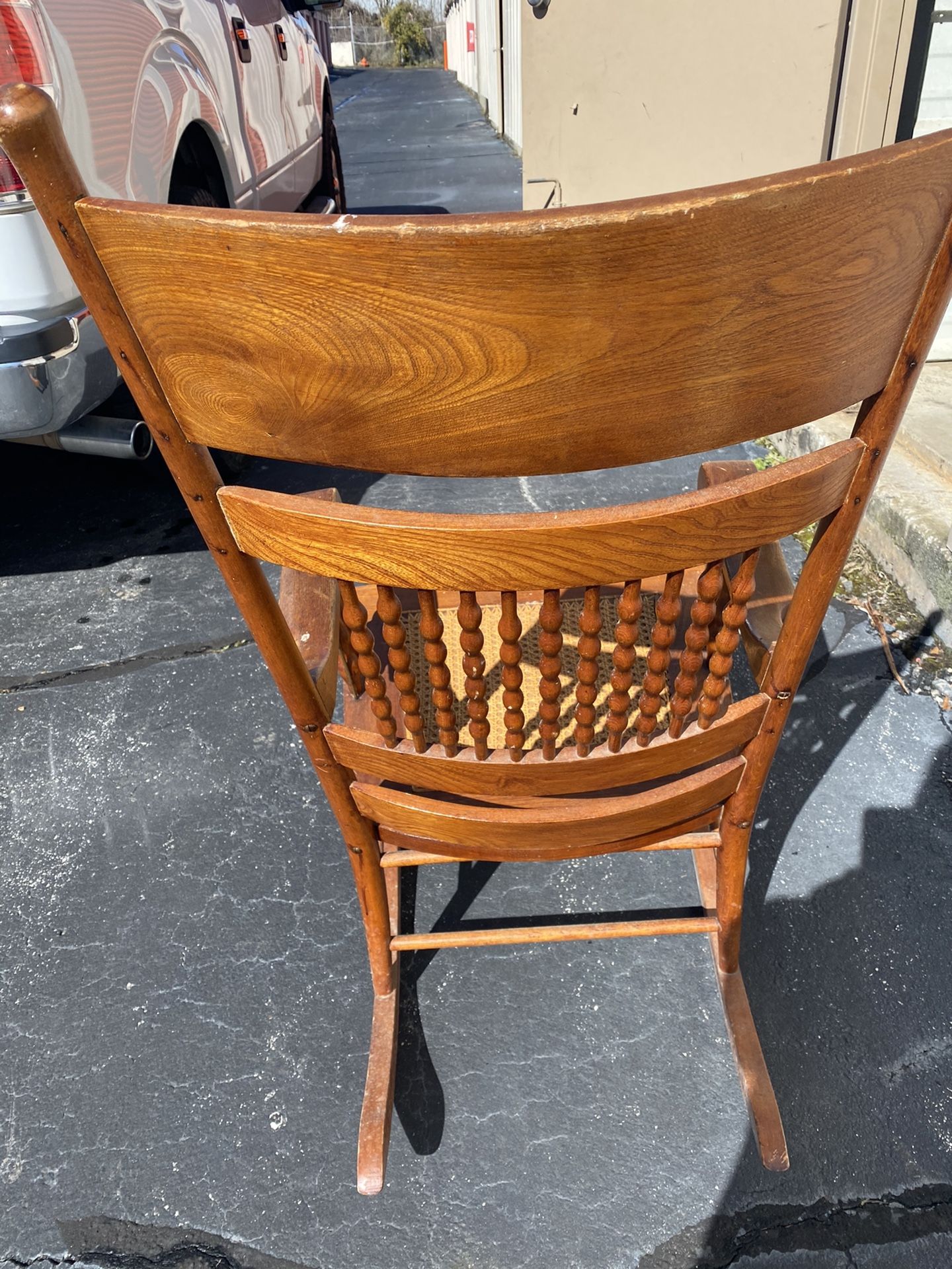 Vintage Wood And Cane Rocking Chair From 1940’s