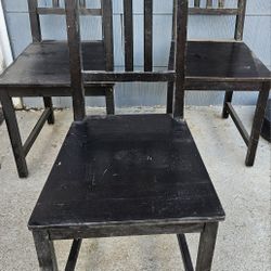 3 Black Wooden Kitchen Chairs