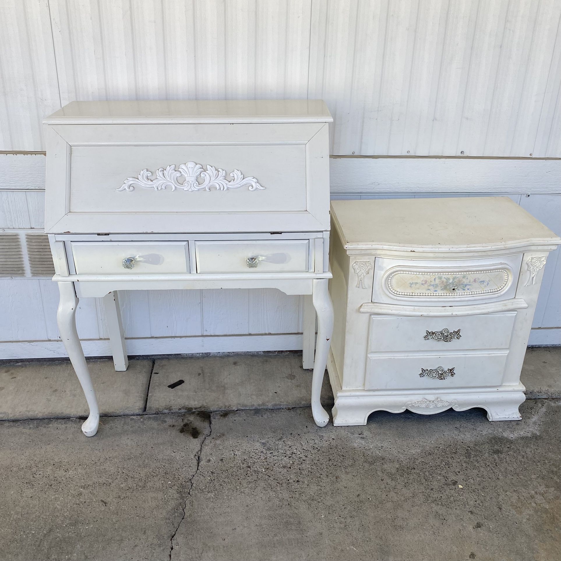 White, Secretary Desk And End Table