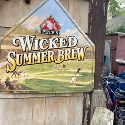 Pete’s Wicked Summer Brew Vintage Baseball Sign