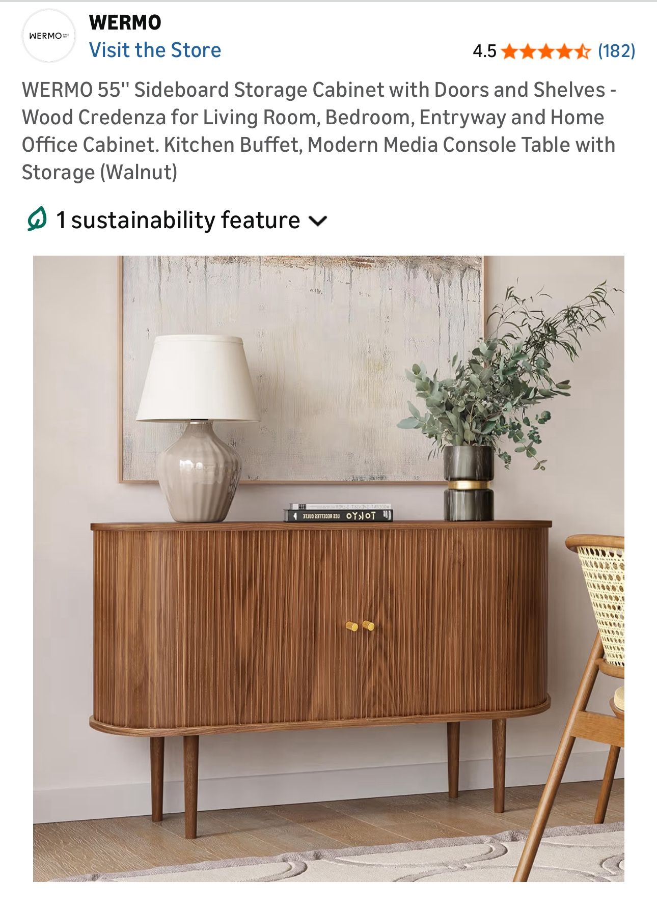 WERMO 55'' Sideboard Storage Cabinet with Doors and Shelves FULLY ASSEMBLED
