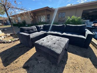 Couch and storage ottoman