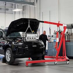 2 Ton Engine Hoist, Folding Hydraulic Engine Crane Red
