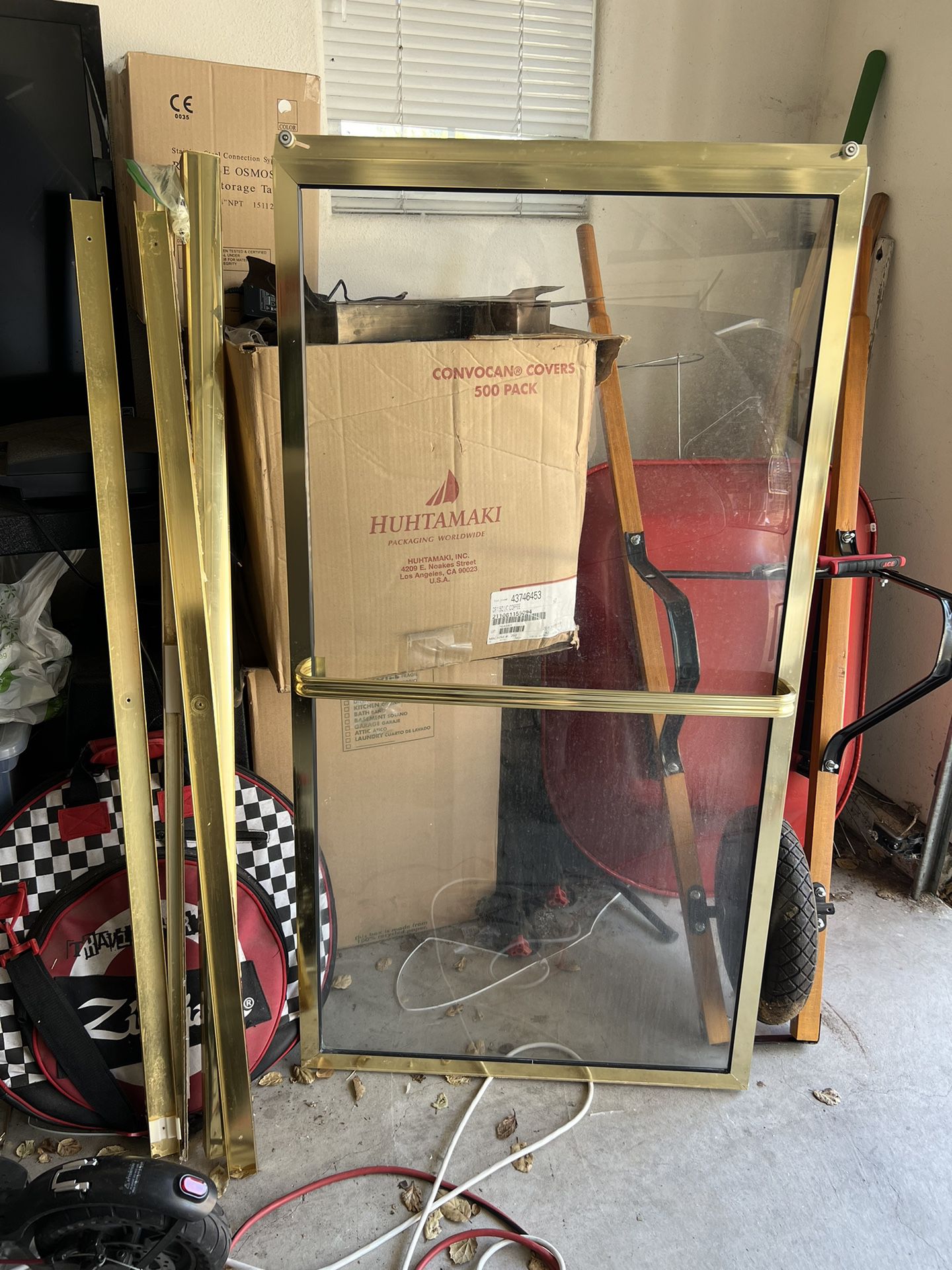 Glass French Door Assembly With Gold Trim