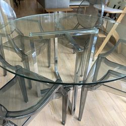 CB2/Crate & barrel Glass Kitchen Table 48in. 