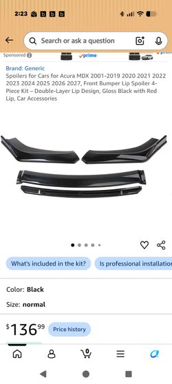 Front Bumper Lip Spoiler 4-Piece Kit