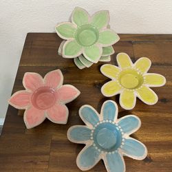 Colorful Flower Shaped Tea-light Candle Holders 