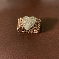 Vintage Guess Goldtone Rhinestone Heart Ring