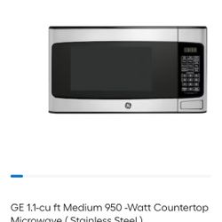 Microwave GE 1.1 Cu Feet 950 Watt Stainless Steel 