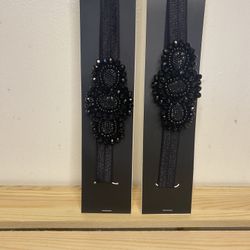 Black Headband Flower Accent 