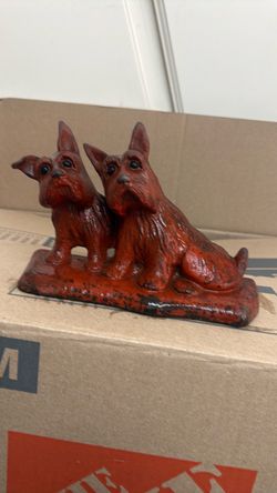 Antique American Scottish Dogs Terriers Iron Sculpture/Door Stop