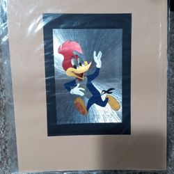 1980's Vintage Disney Collectibles Foil Art Work Of Woody The Woodpecker 