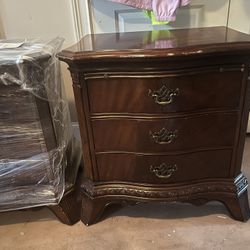Two Draw Walnut Wood Dresser  (2 available)