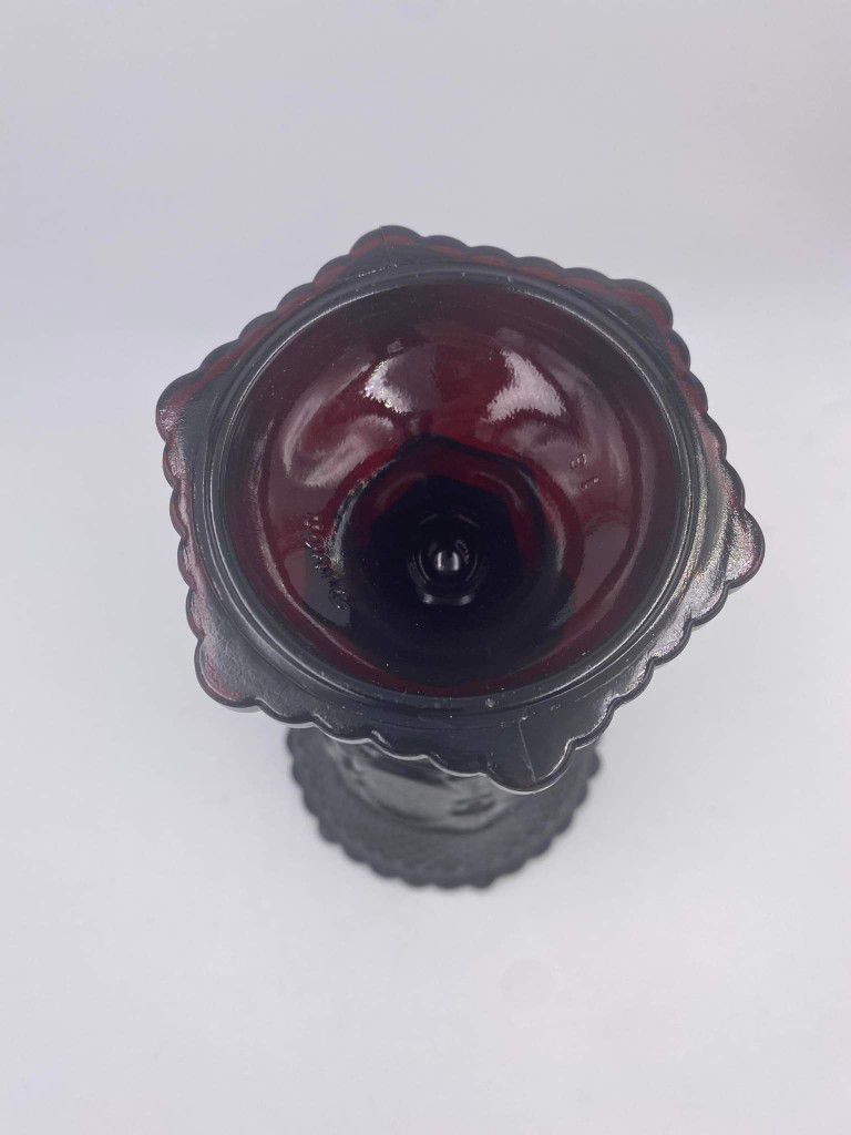 Pressed Glass Vase Avon Ruby Red Cape Cod Vintage Retro Decor