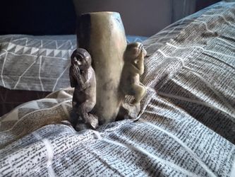 Ceramic Vase with Monkey Figurines