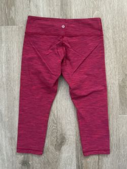 Size 8 Lululemon Wunder Under Crop II Leggings Red Bumble Berry Flaming Tomato Space-Dye Jacquard Pattern Yoga Pants Cropped