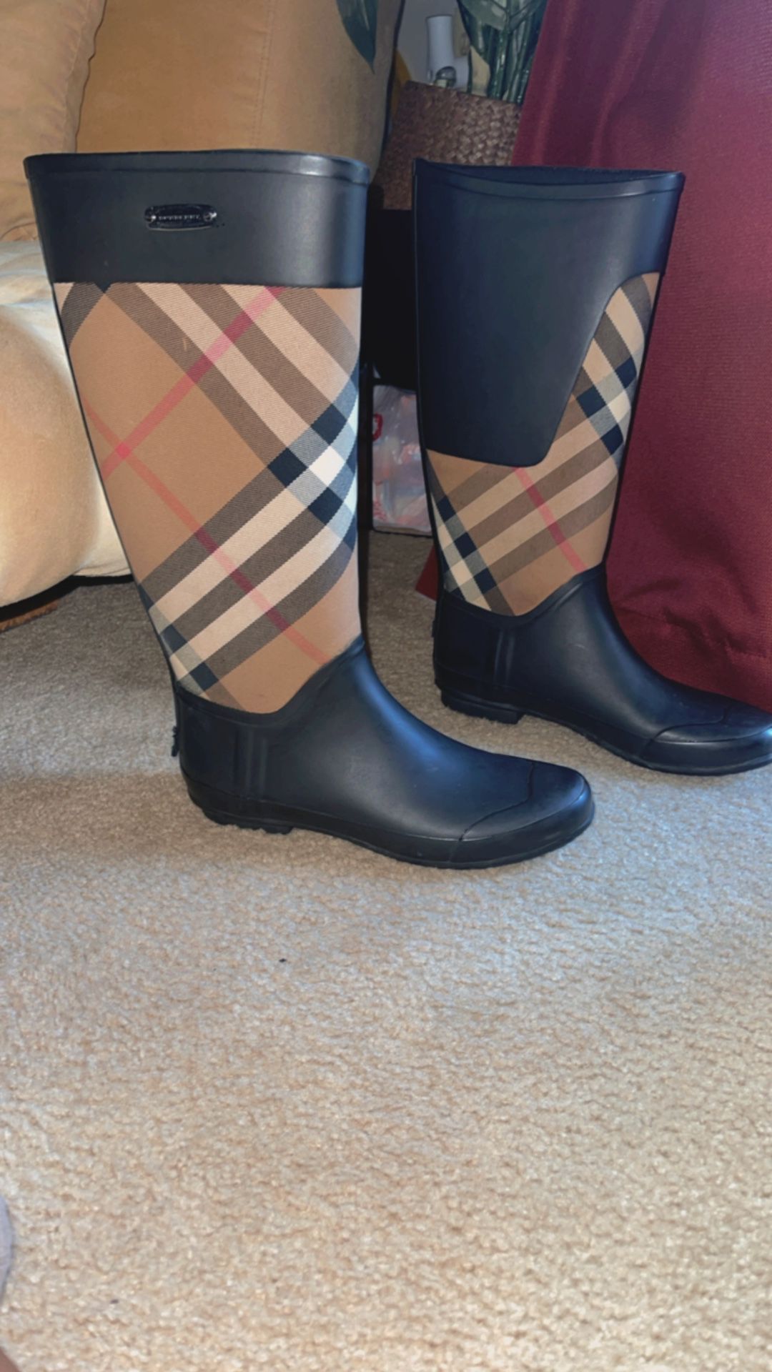 Burberry Women's Clemence Signature Check Rain Boots