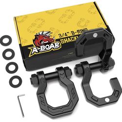 A-BOAR D-Ring Separate Shackles, 2Pack, 3/4" D-Ring Shackles 7/8" Pin, 57320lbs Breaking Strength, Heavy Duty Forged Steel, D-Ring Towing Winch Shackl