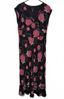 INC International Concepts Silk Dress Size 12 Maxi Floral Tropical Coquette Girl