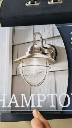 Wall Exterior Lantern Brushed Nickel Finish 8x12x9 Hampton Bay NEW IN BOX