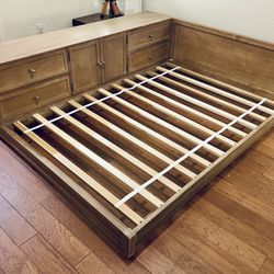 Pottery Barn Low Profile Full Size Wooden Bed Frame Montessori style for baby or toddler