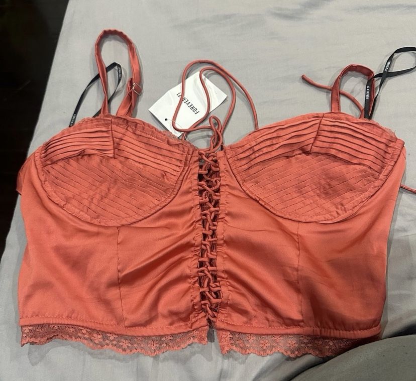 Satin Bustier Lace Up Cami