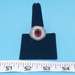 Mens Size 10 Red Topaz Baller Ring