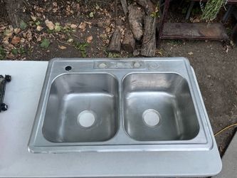 Stainless steel double bowl kitchen sink