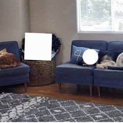 Free Blue Small Sectional Type Couch