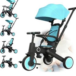 NEW Toddler 7-in-1 Foldable Tricycle Trike Stroller