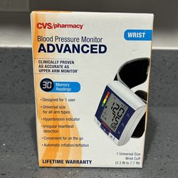 CVS HEALTH WRIST SERIES BLOOD PRESSURE MONITOR Advanced UNIVERSAL SIZE NEW NIB