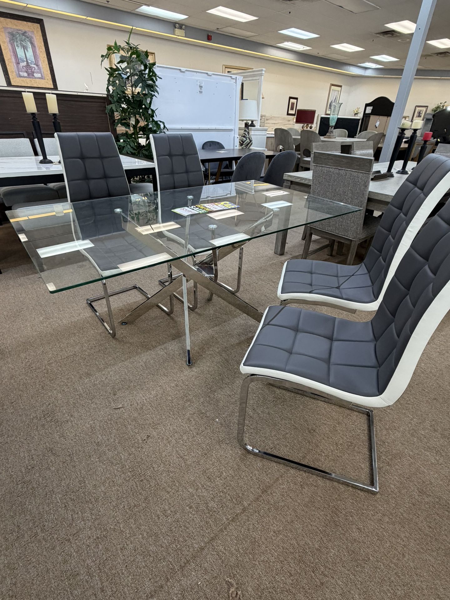 5 PCs Glass Table And 4 Chairs